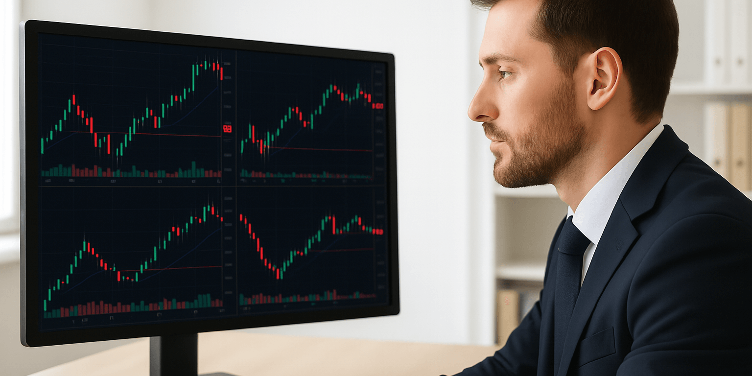 Businessman looking at charts